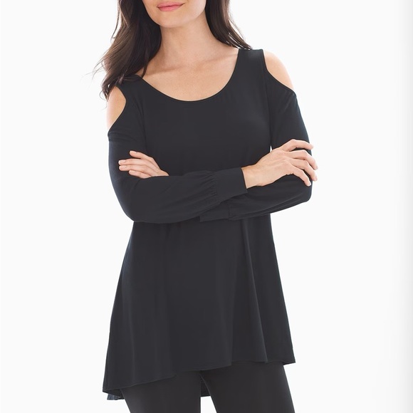 NWT Soma Soft Terry Cold Shoulder Tunic Black - Picture 1 of 10